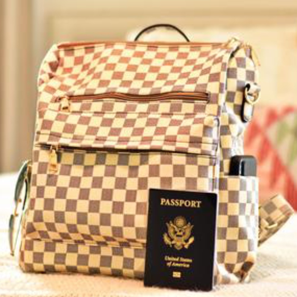 Liv Foxy London Backpack White Checkerboard NEW